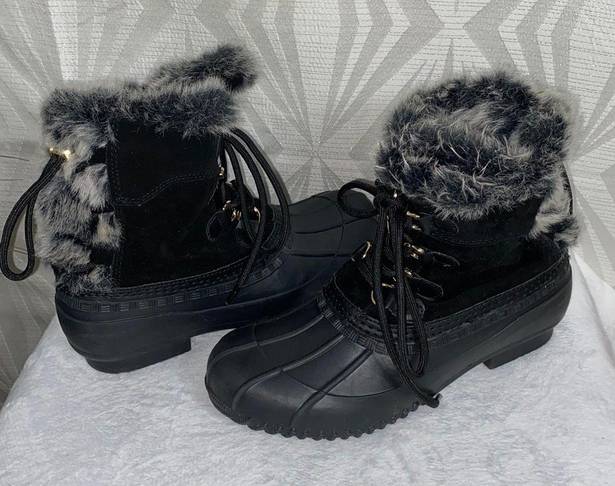 Tommy Hilfiger Woman’s Black Fur Lined Duck Snow Boots