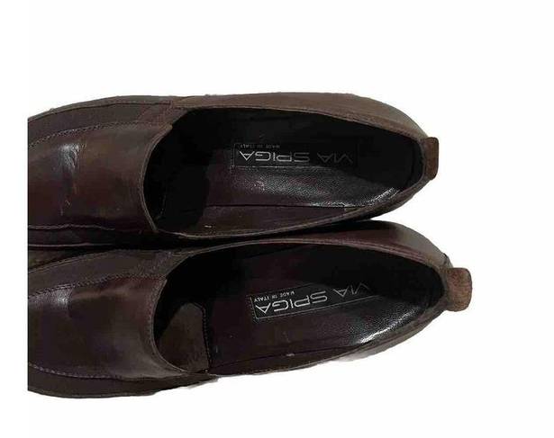 Via Spiga  Loafers Brown Leather Wedge Slip On Shoes Size 7M