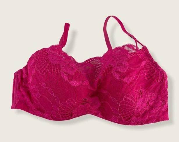 Natori Underwire Demi Bra Magenta Pink Cami Lace 32D 11040