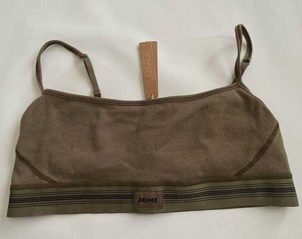 SKIMS NWT  Stretch Cotton Rib Scoop Bralette size L color army