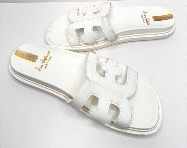 Sam Edelman Sandals Valeri Slides Womens 8.5 Leather in White Open Toe