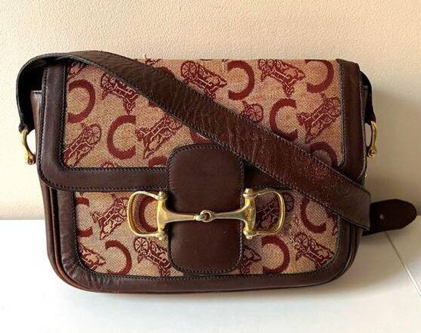 CELINE  Horsebit Carriage Brown Leather Shoulder Bag