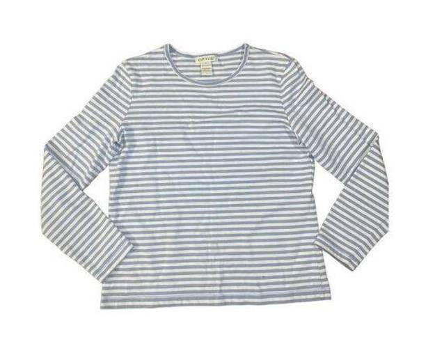 Orvis  light blue & white striped long sleeve blouse sz small