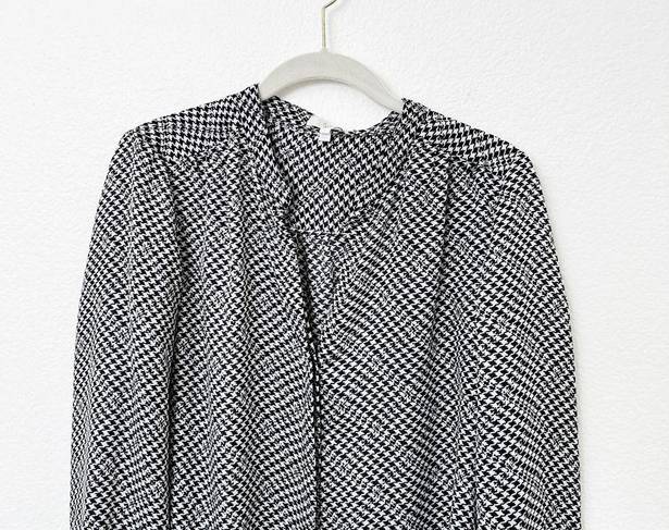 Joie [] Black White Houndstooth Split Neck Button Down Shirt Casual Size Small S