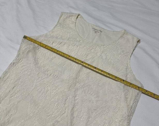 Coldwater Creek  Ivory Lace Overlay Tank Top Shirt Size Medium M (10-12)