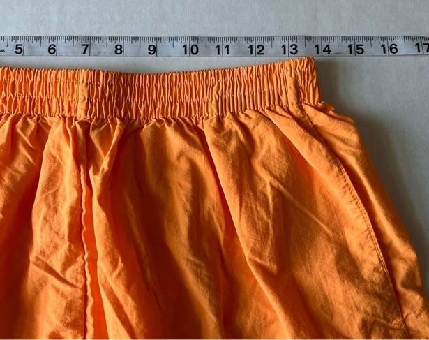 Dolfin Vintage  high waisted nylon shorts Large made in USA pockets neon orange