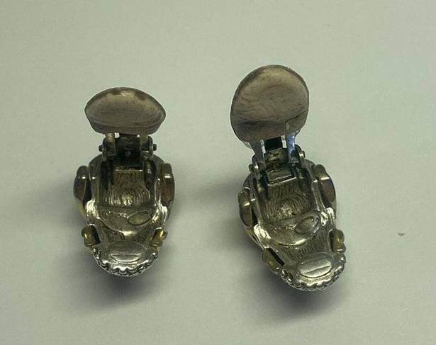 Oscar de la Renta Vintage Two Tone Signed  Clip On Earrings