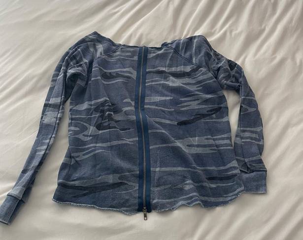 Vintage Havana Blue Camo Zipper Long Sleeve