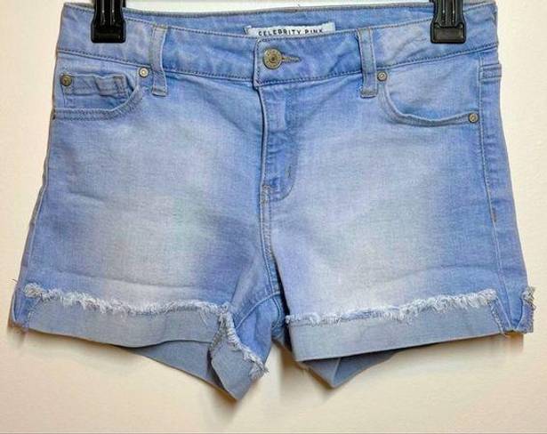 Celebrity Pink Low-Rise Cuffed Women's Size 1/25 Blue Cotton Denim Shorts