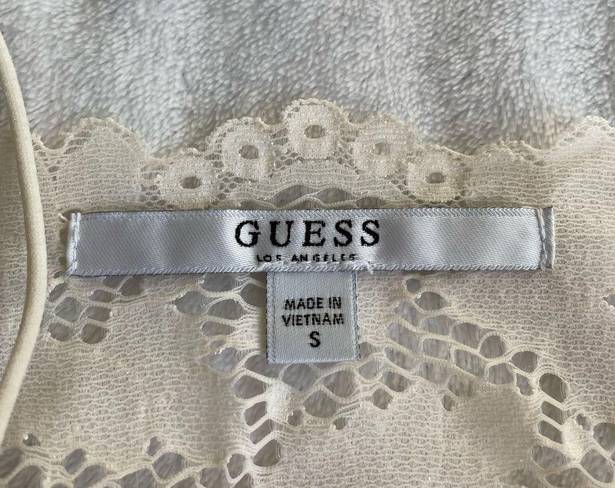 Guess  Cream Sheer Lace Crop Cami Bralette