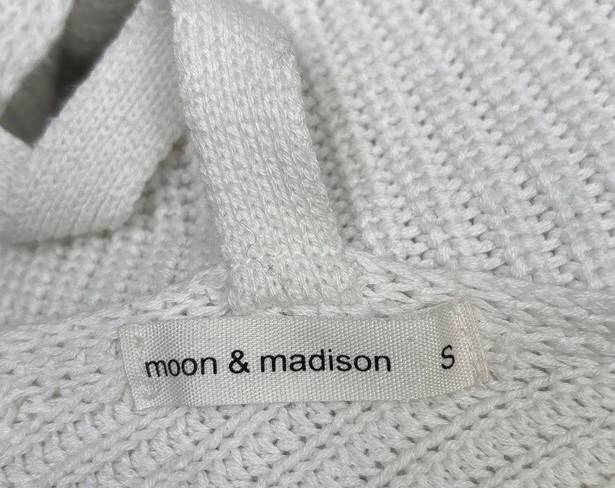 The Moon  & Madison White Cotton Wrap Plunge V-neck Knit Cut-out Sweater Top Size S