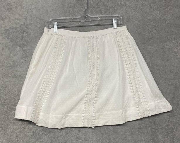 J.Crew  Skirt Womens 6 White A Line Mini Short Cotton Crochet Lace Side Zip