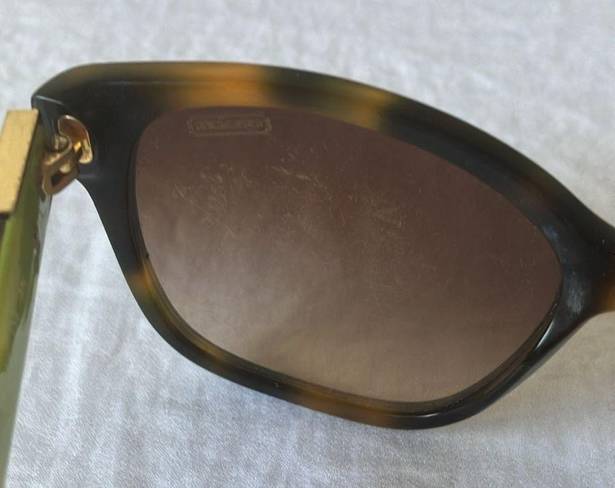 Coach : Brown Tortoise Cortney (L023) Brown/Lime Green Sunglasses-marks on lenses
