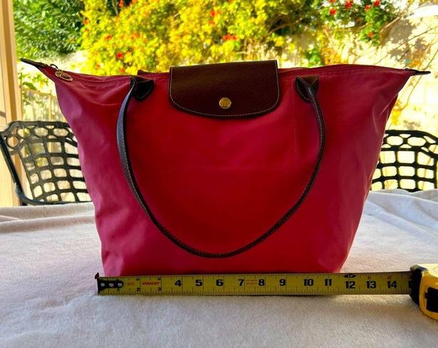 Longchamp  bright pink “Le Pilage” tote bag