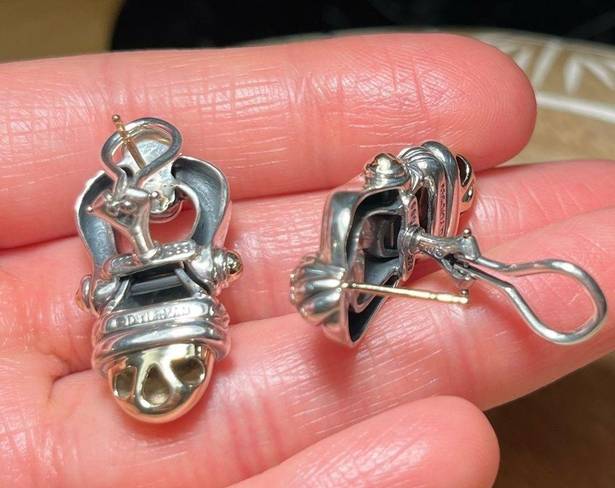 David Yurman Vintage  Sterling Silver & 14K Gold Door Knocker Acorn Drop Earrings