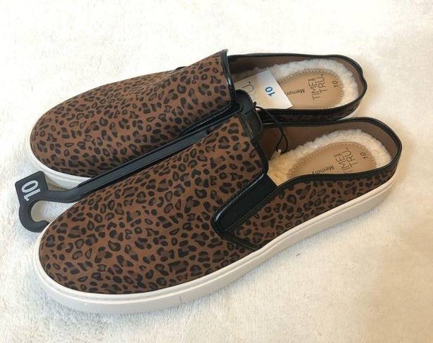 Women’s Leopard Print Casual Twin Gore Mule Slip on Shoes Size 10