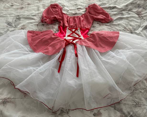 Wish A  Come True Appalachian Spring White Tutu Lace Up Red Gingham Dance Ballet Dress, size S