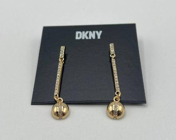 DKNY  Crystal Pave Stripe Linear Earrings in Gold-Tone MSRP $38 NWT