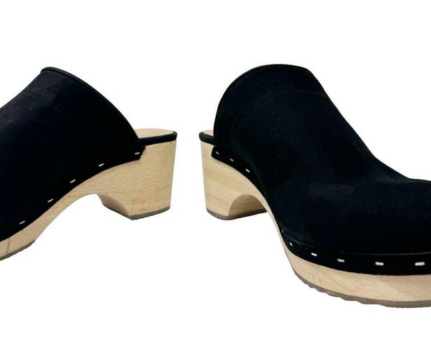 Loft  New Leather Wooden Heel Clogs Black Womens Size 9