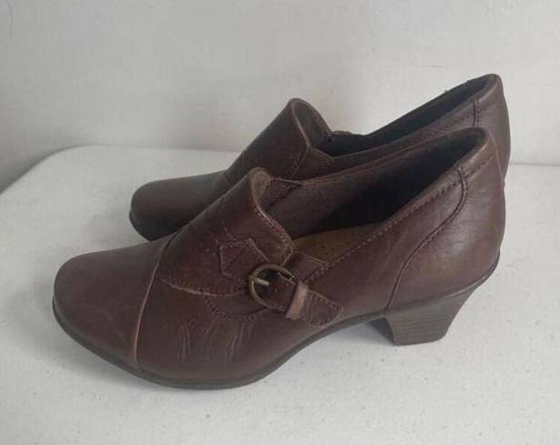 Earth Origins Women's  Brown Leather Heels Clogs Size 8.5 M EUC!