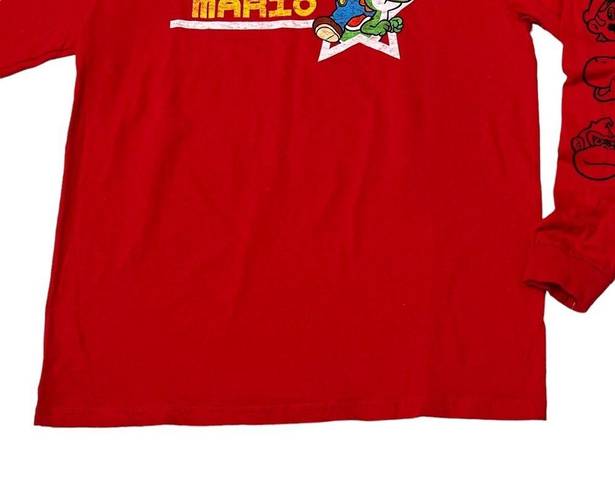 Nintendo Super Mario Long Sleeve T-Shirt Red Tee Crew Neck Video Game