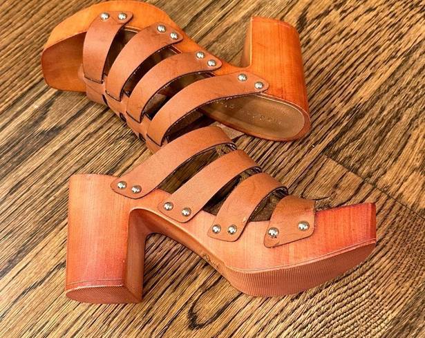 Madden Girl  G-Crosby Tan  Cognac Strappy Block Heel Sandal