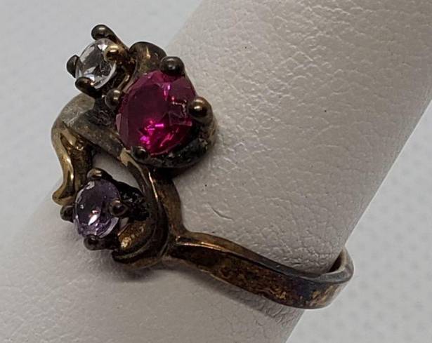 Ruby Gold Tone, Pink , & Purple Spinel Ring