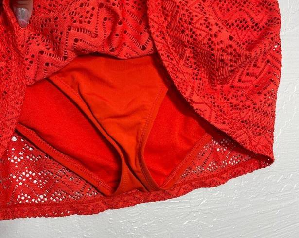 Catalina  Women M Red Crochet Skirt Bikini Bottom Swimsuit Summer Cruise Vacation
