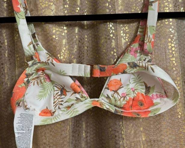 Volcom  Desert Blooms Floral Orange Green Triangle Bikini Top Small NWT