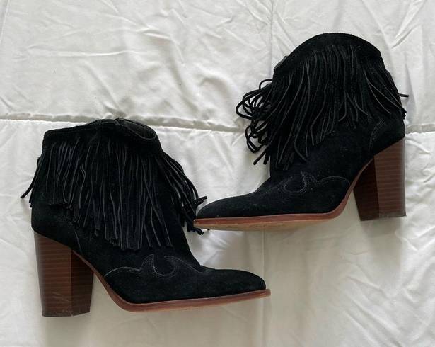 Sam Edelman  Bennie Black Fringe Western Booties