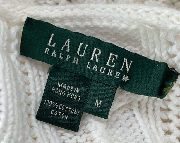 Polo Lauren  Ralph Lauren fisher cableknit white sweater 3/4 sleeve size medium