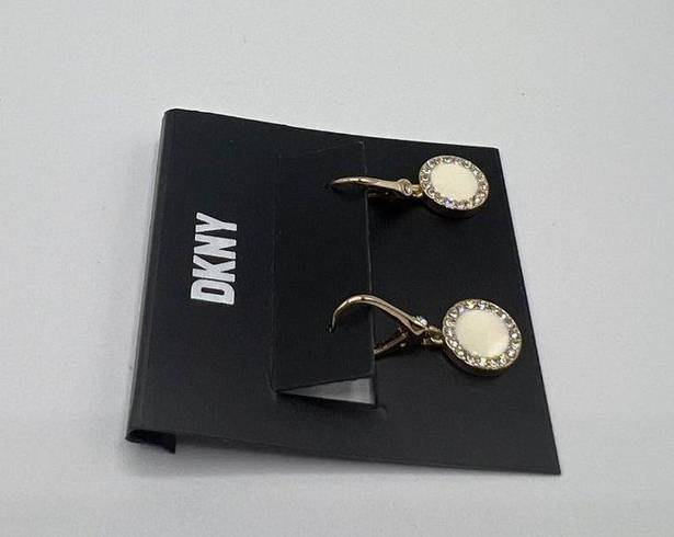 DKNY  Pave & Color Inlay Halo Drop Earrings in Gold-Tone MSRP $32 NWT