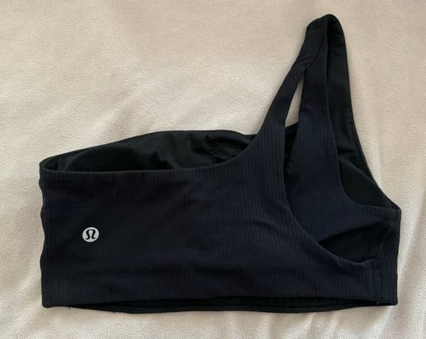 Lululemon Ribbed Nulu Asymmetrical Yoga Bra In Black