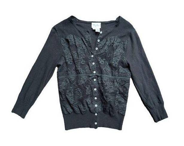 Tracy Reese  Embelished Lace Cardigan Sweater Button Up Size P