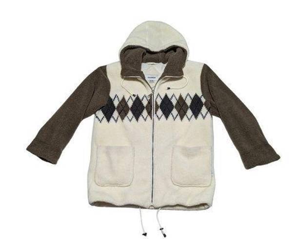 Mulberry Vintage Argyle Sherpa Full Zip Jacket  Street Grannycore Gorpcore Large