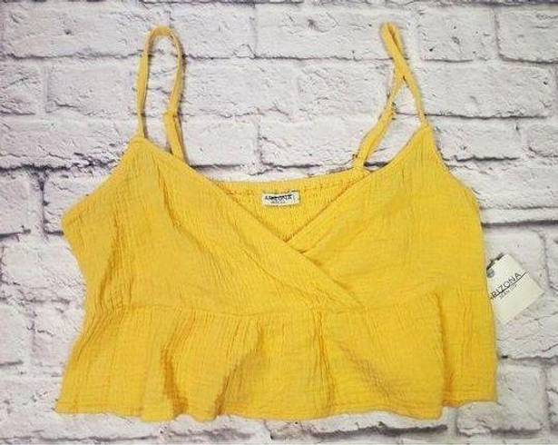 Krass&co NWT Arizona Jean  Jrs Size Large Yellow Cropped Tank Top Adjustable Straps