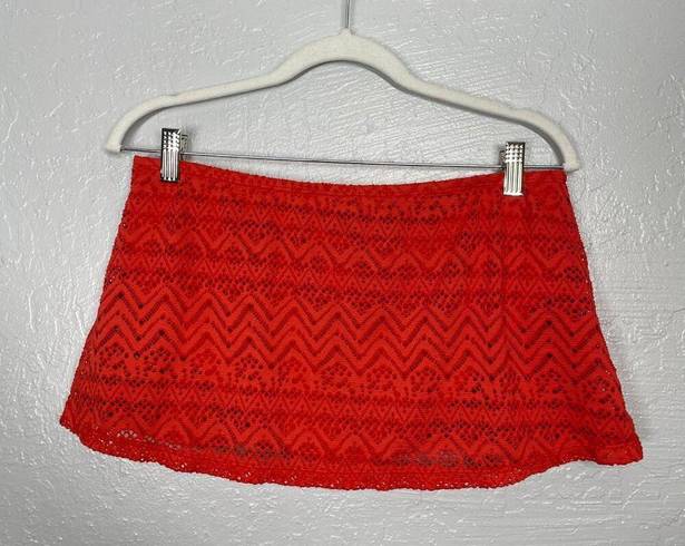 Catalina  Women M Red Crochet Skirt Bikini Bottom Swimsuit Summer Cruise Vacation