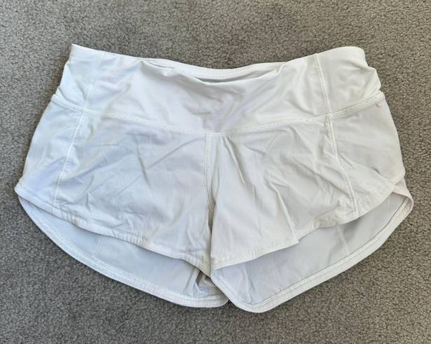 Lululemon White Speed Up Shorts 2.5