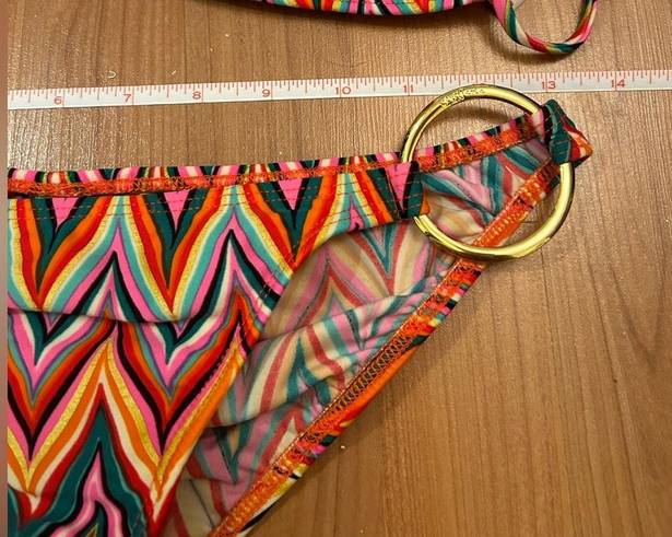 Luli Fama Lili Fama colorful matching bikini with gold rings size S