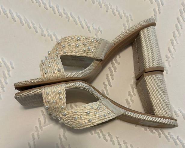 Dolce Vita Pearl Woven Heels Tan Size 8.5