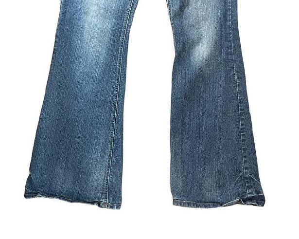 SO  Junior Jeans Wide Leg Streetwear Y2K Distressed Size 11 Blue Stretch Denim