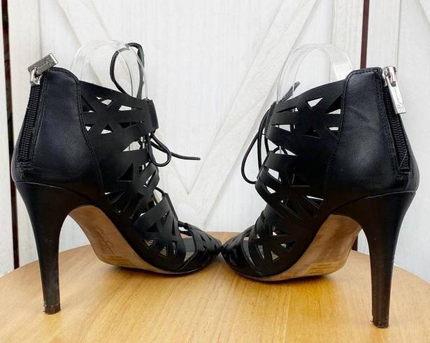 Jessica Simpson  Emelia Cage Lace Up Bootie Heels Black 7.5