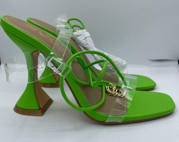 EGO heel sandals with ankle tie transparent upper Size 6.5