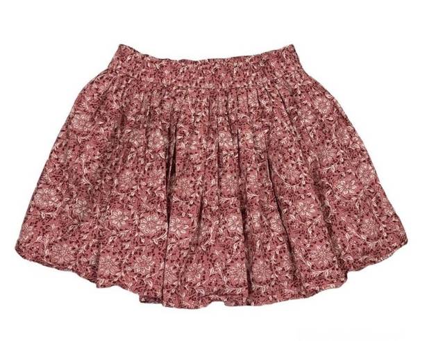 American Eagle Pink Floral Cotton Linen Pleated Mini Skirt NEW