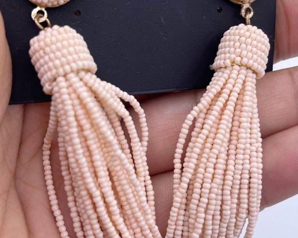 Pink Blush nOir seed beaded tassel long  earrings- New