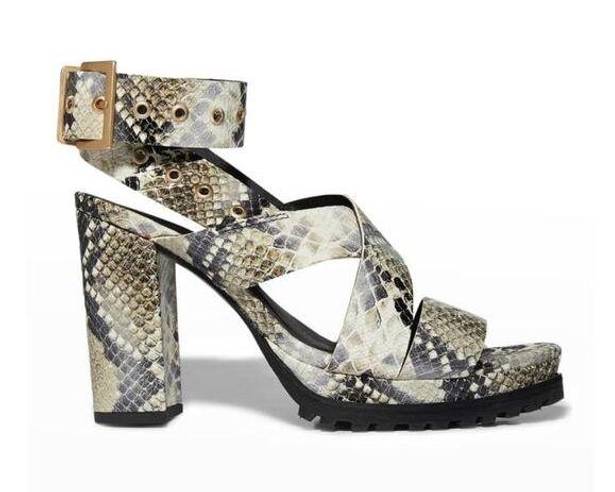 ALLSAINTS NWT All Saints Sienna Snakeskin Printed Leather Buckle Heeled Sandal 8