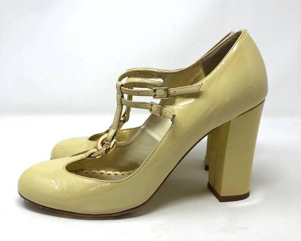 Juicy Couture patent leather stacked heels, size 9, made in Italy