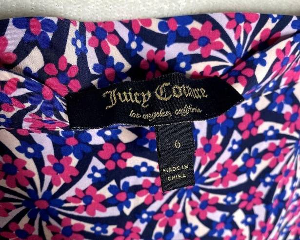 Juicy Couture  Ditsy Daisy Floral Silk Maxi Skirt Size 6 Pink Red New Black Label