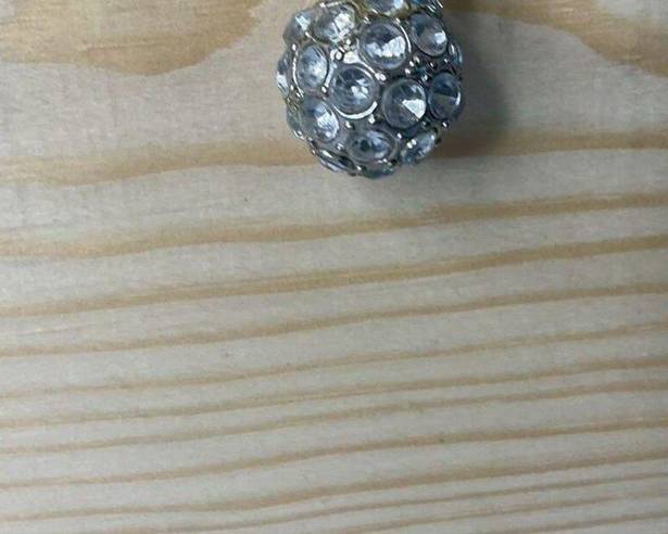 Round Faux Diamond Disco Ball Charm Clip Zipper Bag Pull Silver