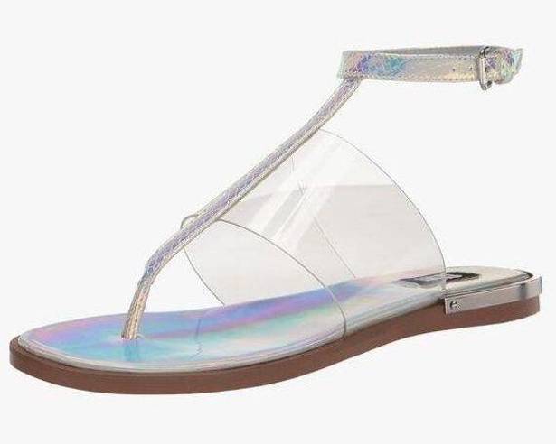 DKNY  Ava Iridescent Ankle Strap Thong Sandals, NEW, Size 6, MSRP $120